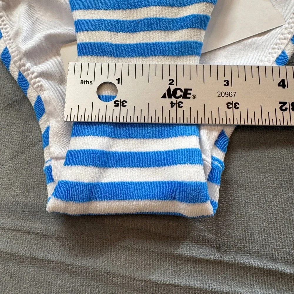 Peixoto Womens Terry Amore Tonie Bikini Bottom XS Blue White Striped Side Tie - Picture 7 of 8